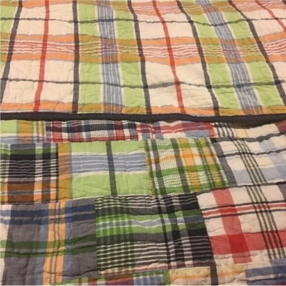 Pottery Barn Kids twin  size plaid Madras reversible comforter